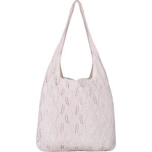 Women's Beige 3 Crochet Bag Cute Mesh Summer Knitted Shoulder Beach Tote Bags